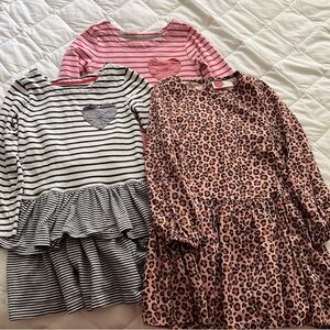 EUC Mini Boden Girls Bundle Striped and Leopard Print Dresses